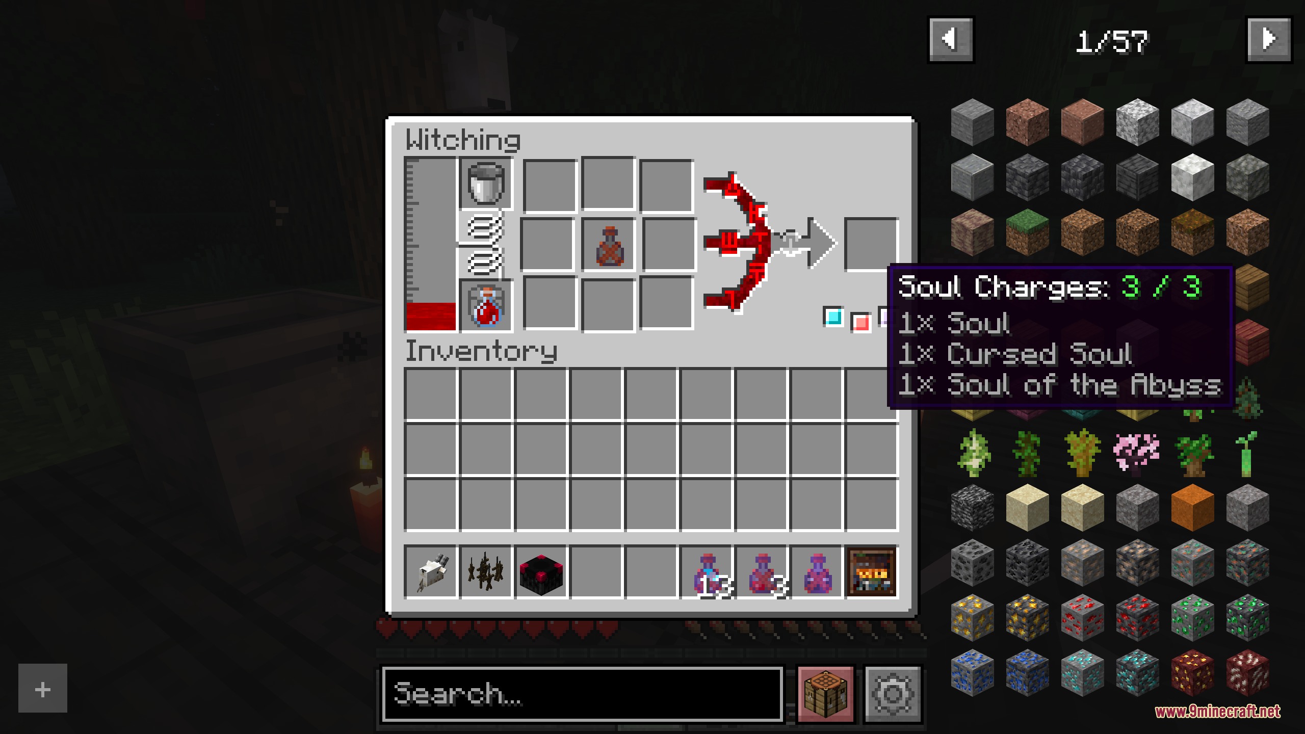 TLOTD Mod Screenshot 7 Player using the Witching Table to craft magical items with soul charges