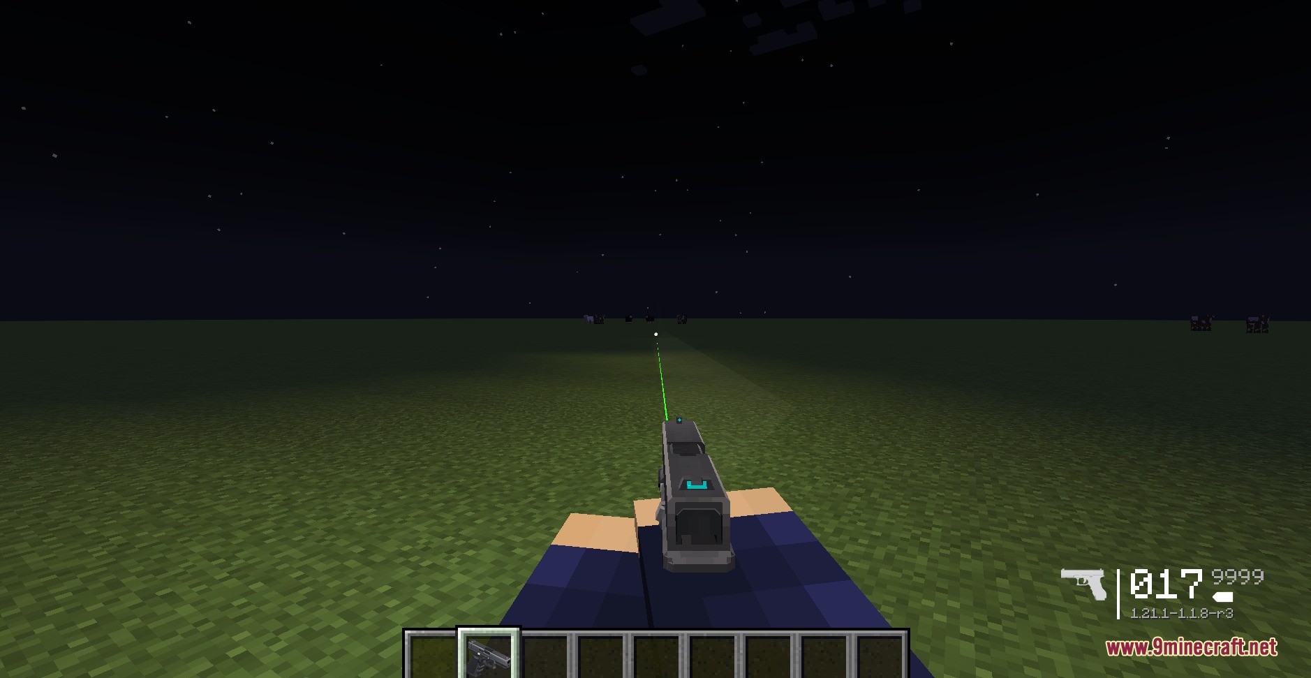 TaCZ Tactical Breaching Mod Screenshot 3 Player aiming a gun from the TaCZ Tactical Breaching Mod at night