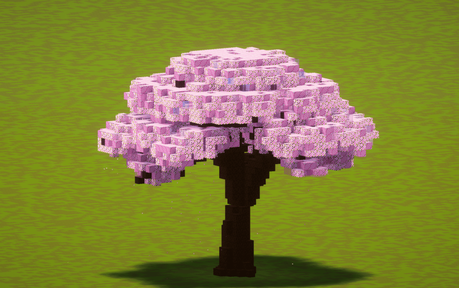 Tall Cherry Tree Schematic Screenshots 1 A large custom cherry blossom tree with a thick dark oak trunk