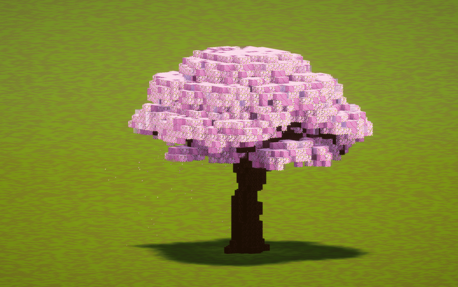 Tall Cherry Tree Schematic Screenshots 2 A tall cherry tree with a dense pink canopy on a grassy field