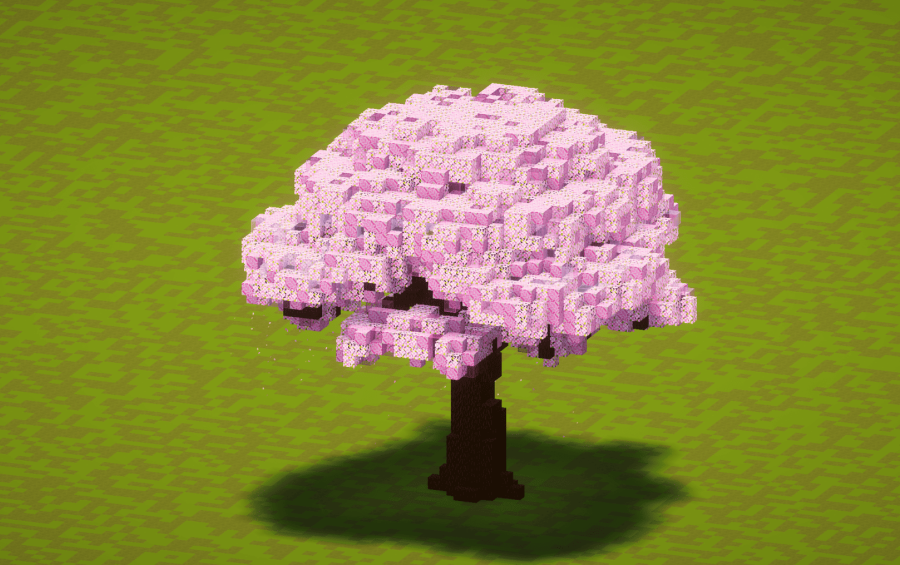 Tall Cherry Tree Schematic Screenshots 3 A large custom cherry blossom tree with a thick pink canopy in Minecraft