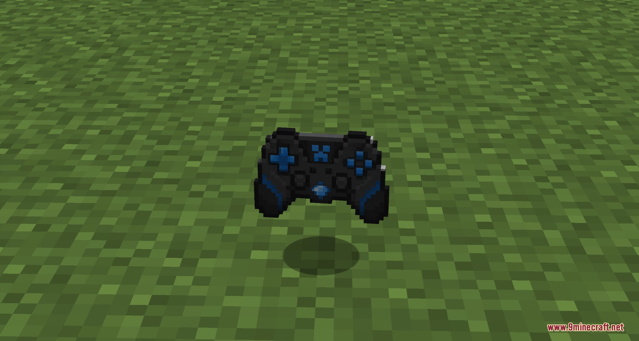 Tame Every Mob Mod Screenshot 7 A blue and black pixelated game controller floating over green grass