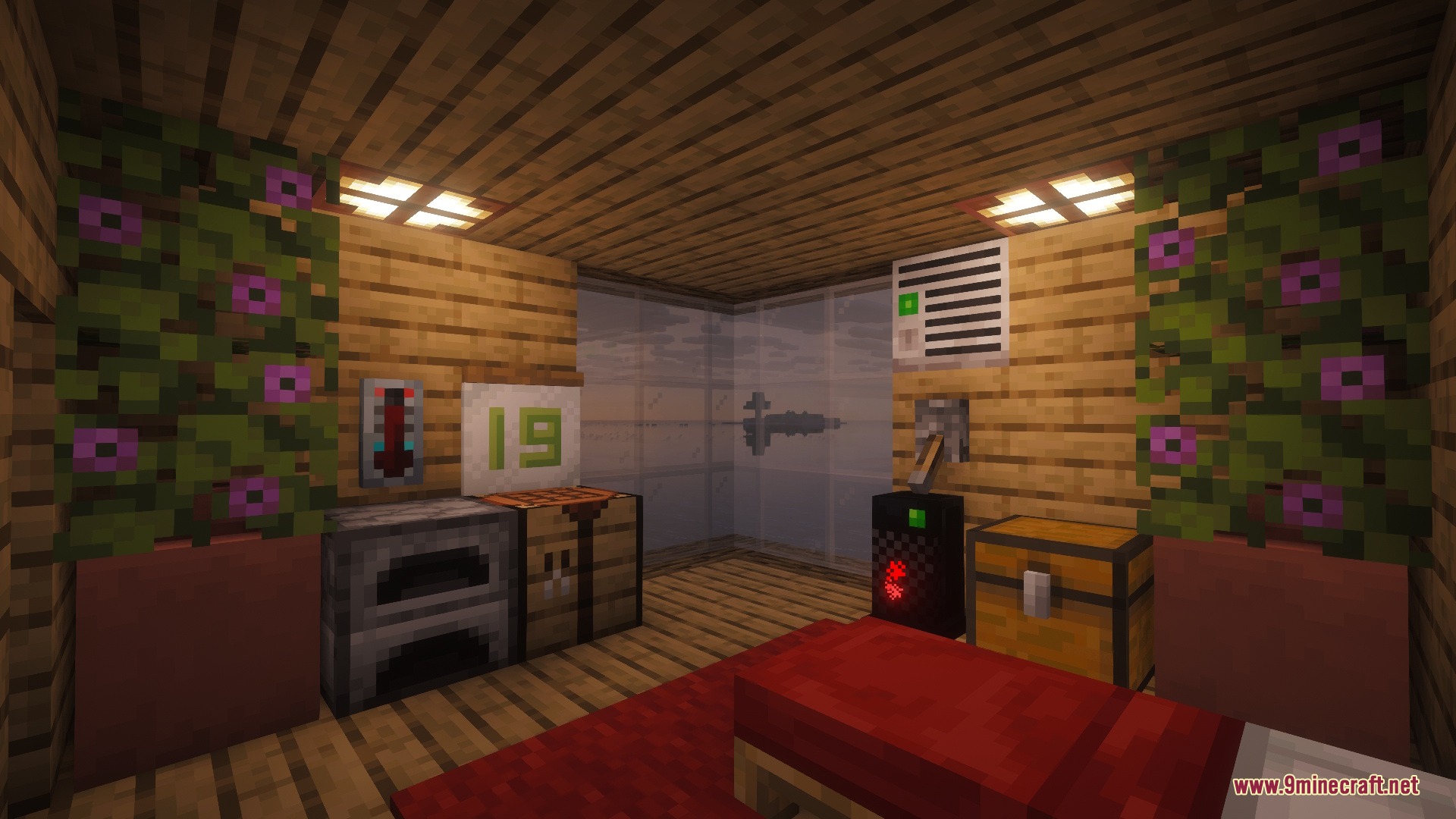 Temporal Mirror Mod Screenshot 2 Cozy wooden room interior with a thermostat and climate control utility blocks