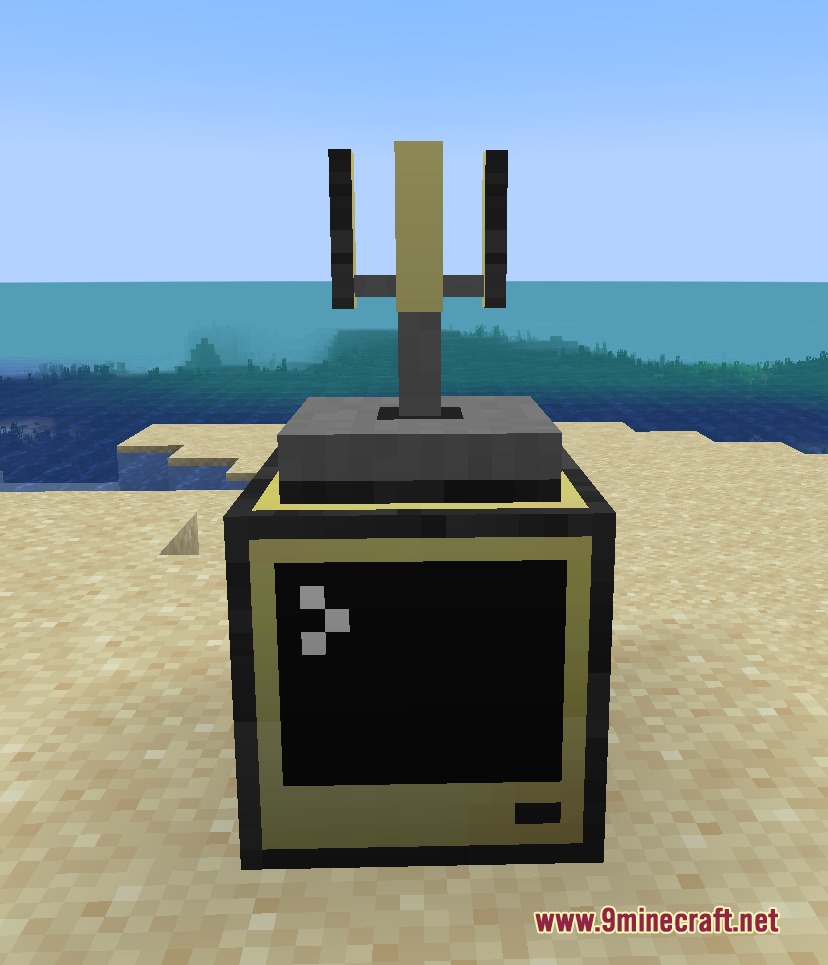 A multi block radio tower from Terminal Expansion Overdrive mod on a beach