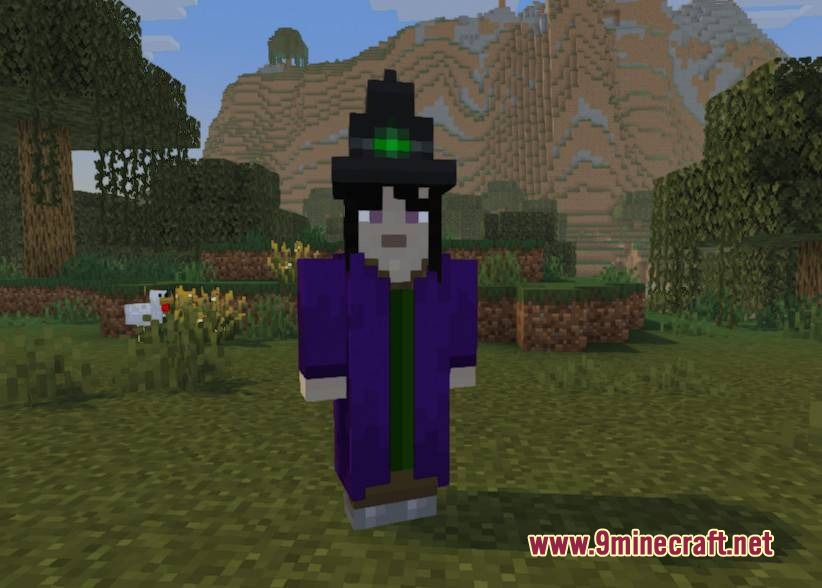 Terran Pillagers Resource Pack Screenshot 3 A witch with a square head standing in a forest biome