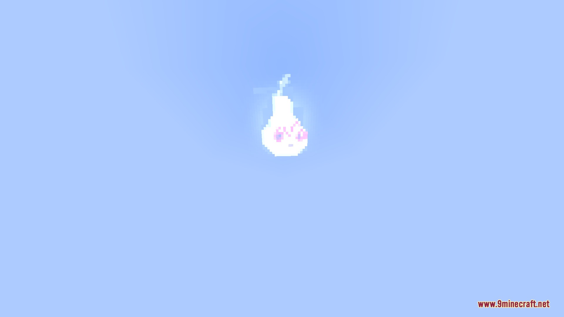 Teto Items Resource Pack Screenshot 3 A glowing white pear shaped sun with a face in the blue sky
