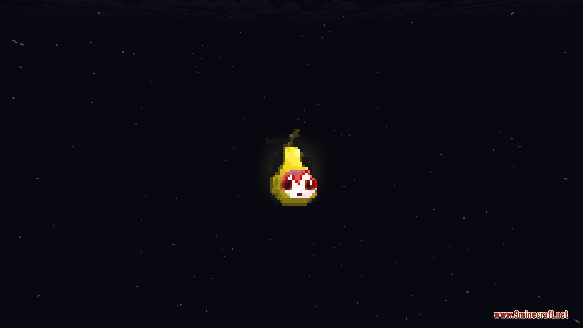 Teto Items Resource Pack Screenshot 4 A yellow pear shaped moon with red hair in the dark night sky