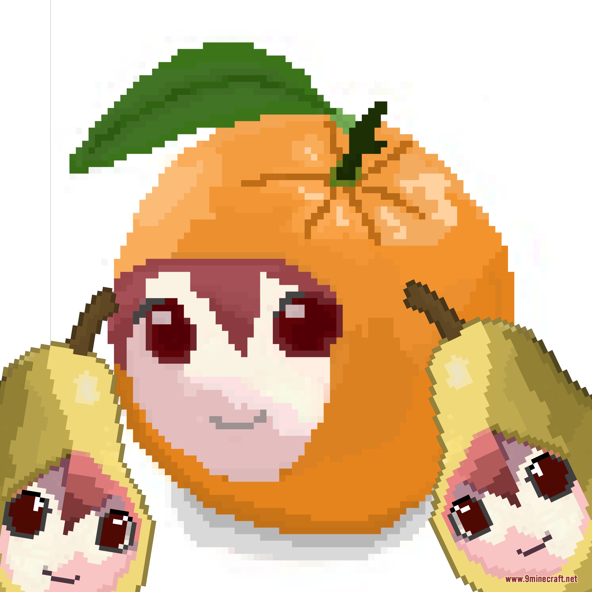 Tetoholic Resource Pack Screenshot 4 Pixel art of Kasane Teto faces inside an orange and two pears