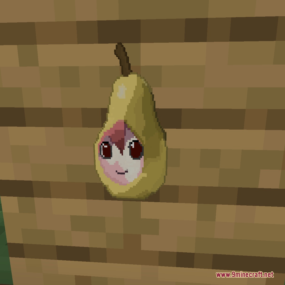 Tetoholic Resource Pack Screenshot 7 A custom pear food item with a cute character face in Minecraft