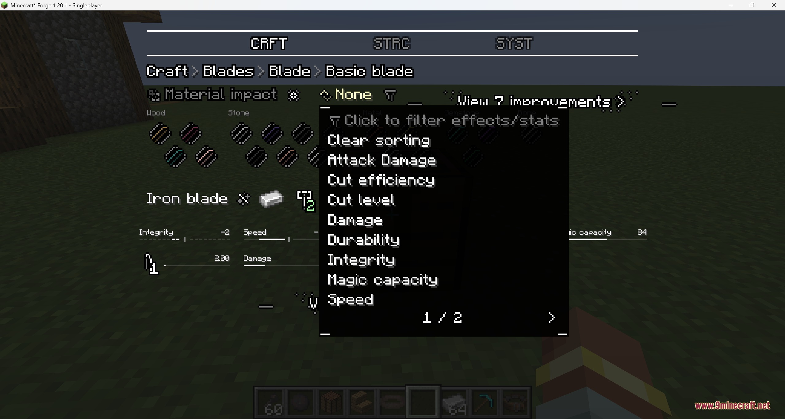 Tetra Insight Mod Screenshot 6 Filtering tool effects and attributes within the enhanced workbench search menu