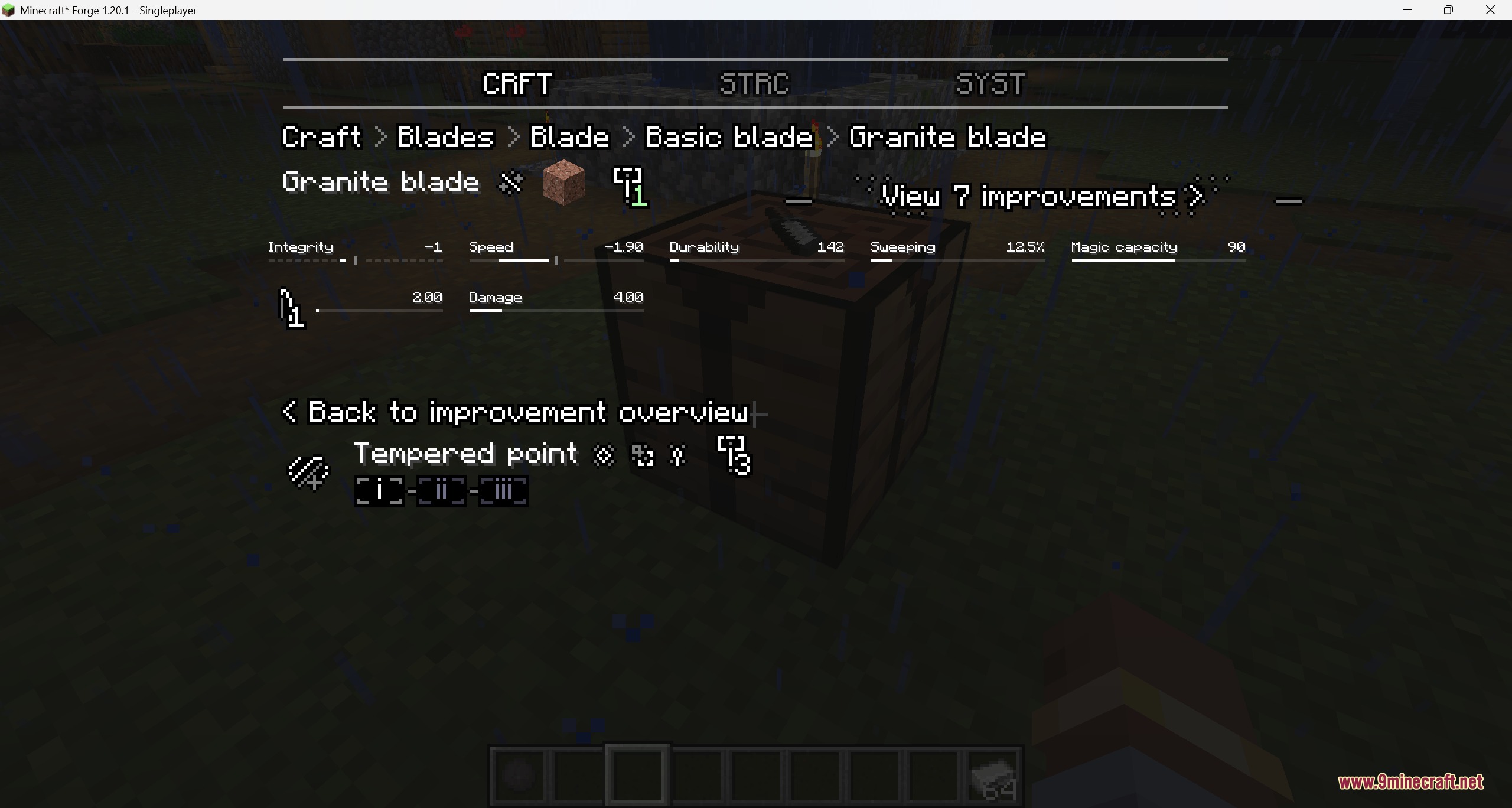 Tetra Insight Mod Screenshot 8 The interface showing specific upgrade levels for the tempered point tool improvement