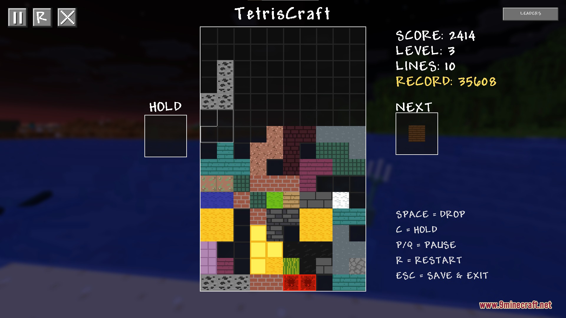Tetris Craft Mod Screenshot 8 Classic block stacking game interface featuring various Minecraft block textures and scores