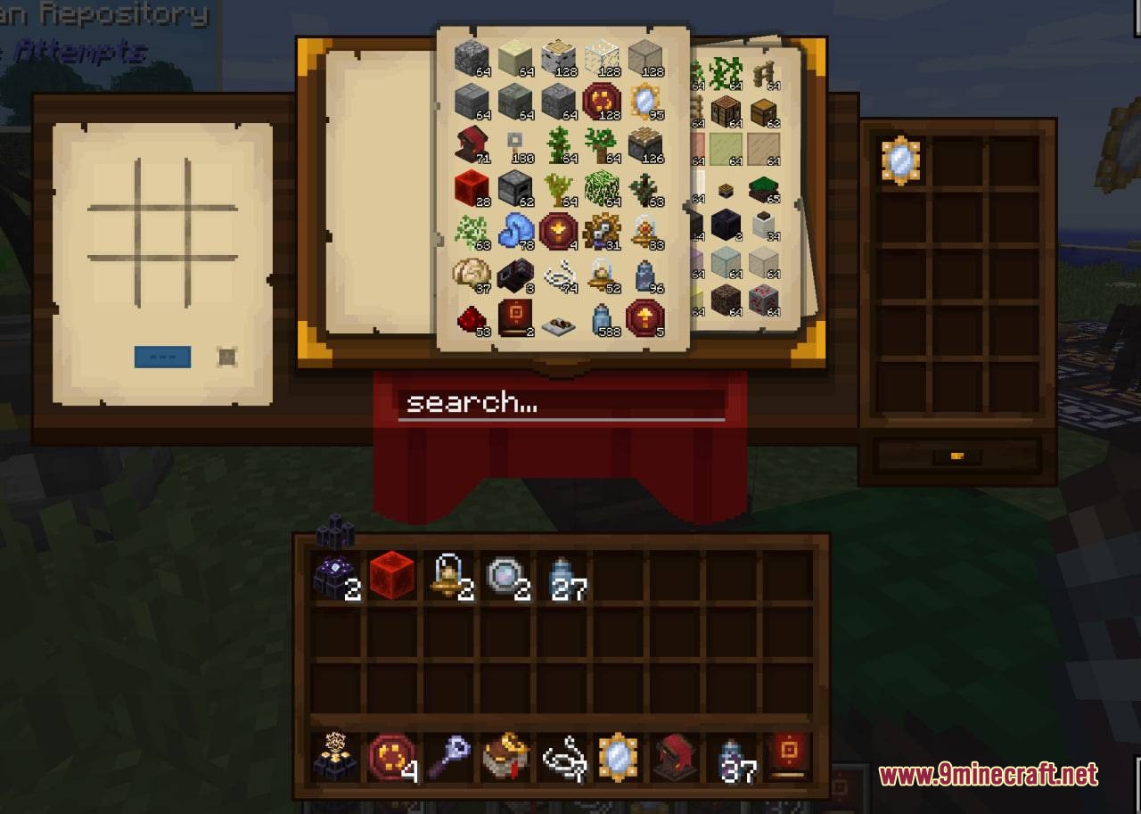 Thaumic Attempts Mod Screenshot 8 Magical item repository interface showing a search bar and storage grid