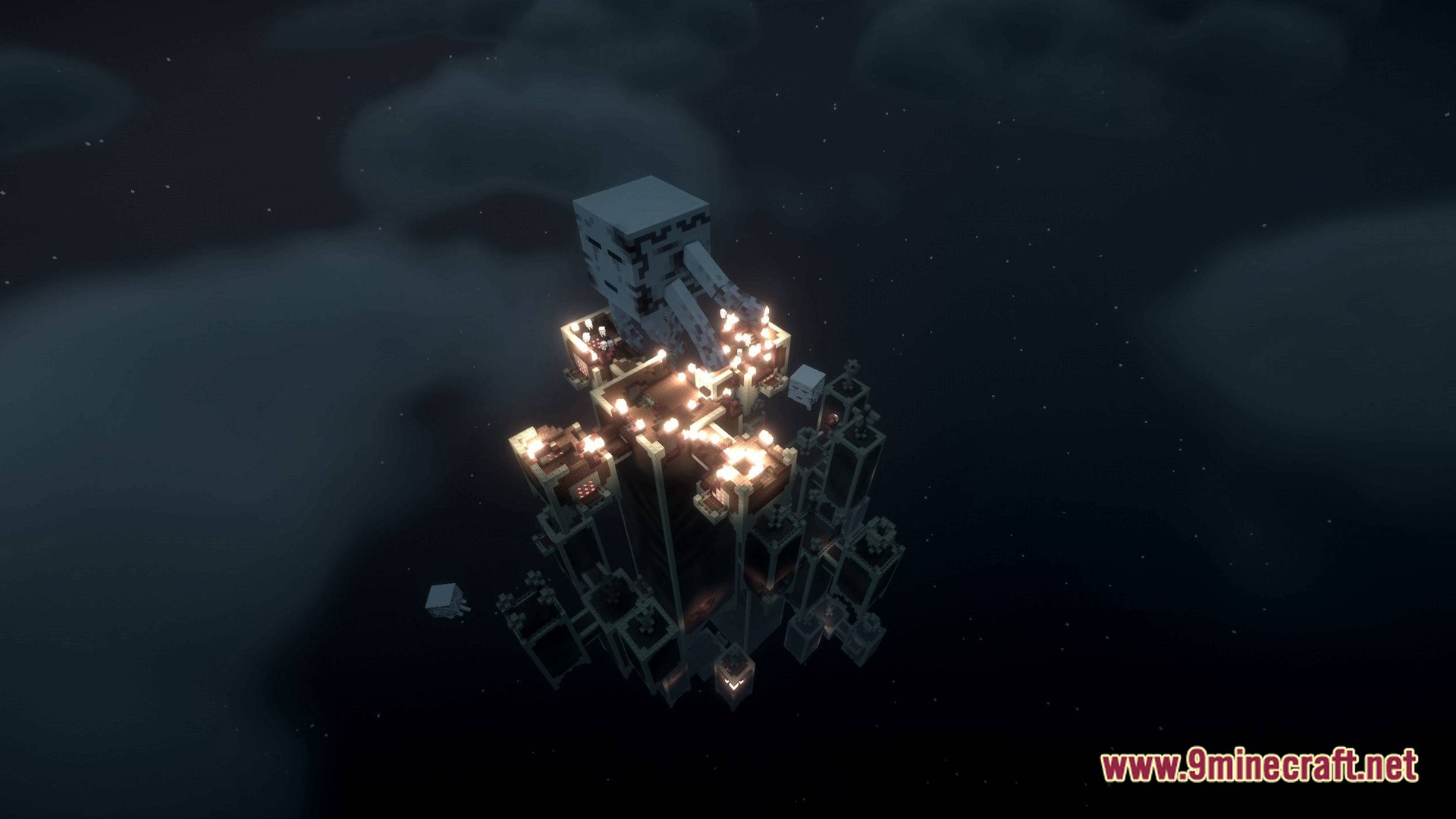 The Best Of Twilight Forest Modpack Screenshot 7 An aerial view of the Ur-Ghast boss atop the Dark Tower in the Twilight Forest