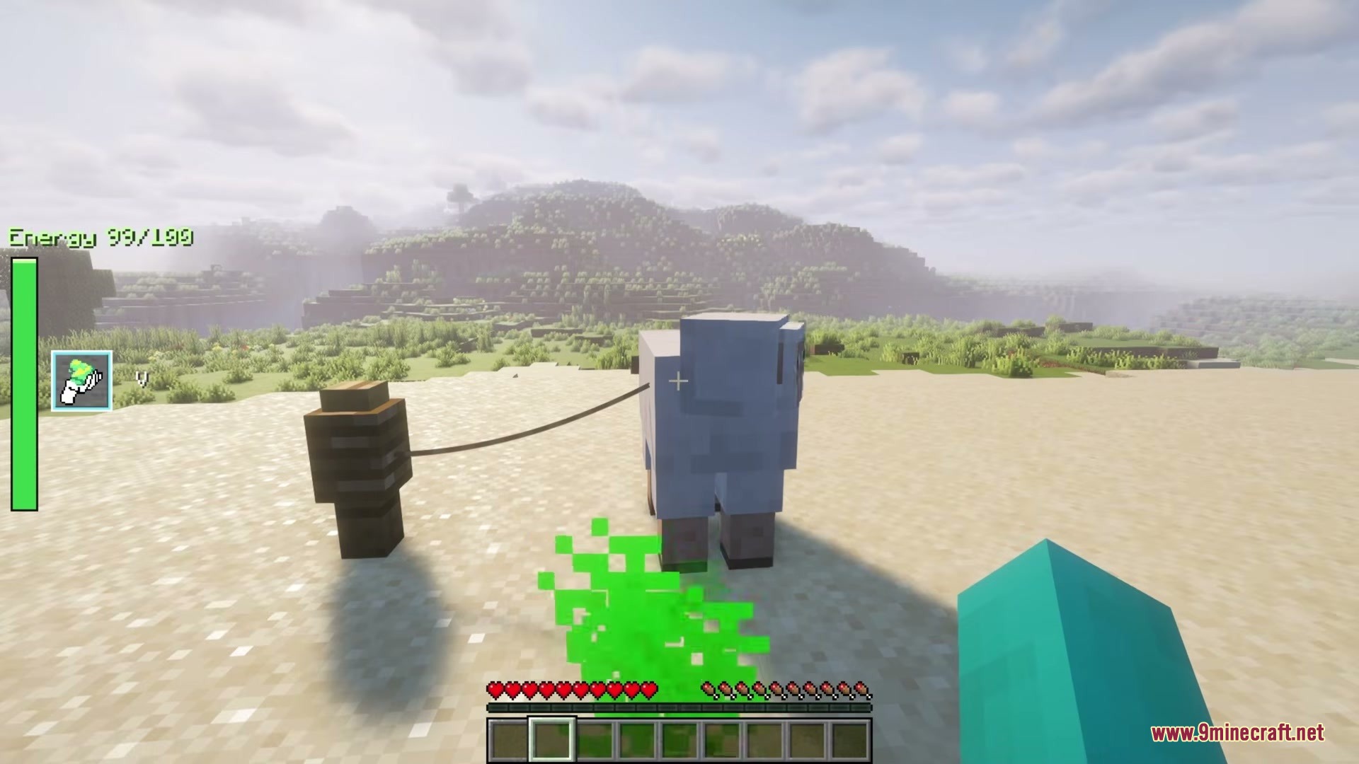 The Boys Unbalanced Mod Screenshot 13 Sheep tied to a post with green energy particles on the ground