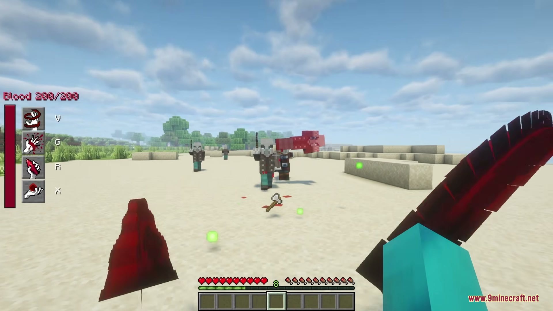 The Boys Unbalanced Mod Screenshot 15 Player uses blood manipulation powers to attack hostile mobs in a desert