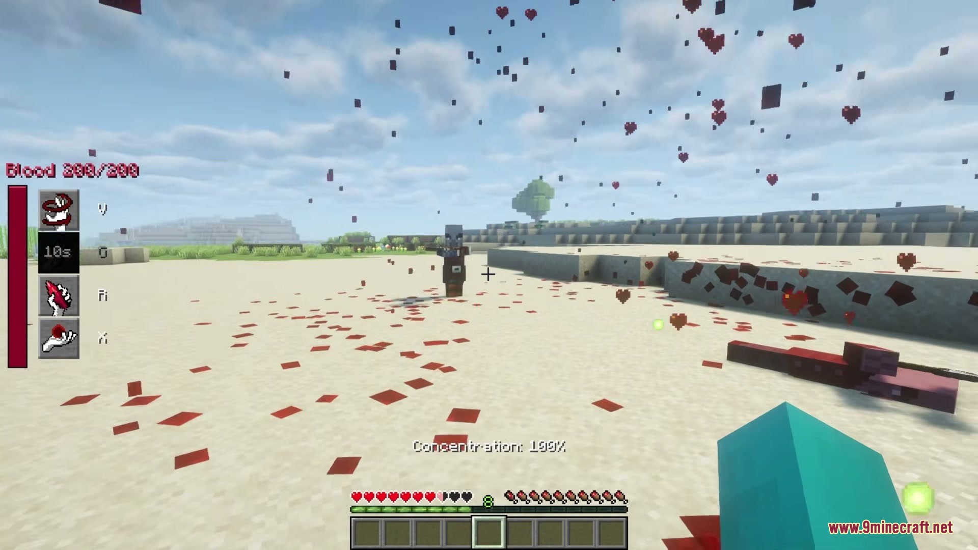 The Boys Unbalanced Mod Screenshot 17 Player uses blood manipulation powers from The Boys Unbalanced Mod in Minecraft