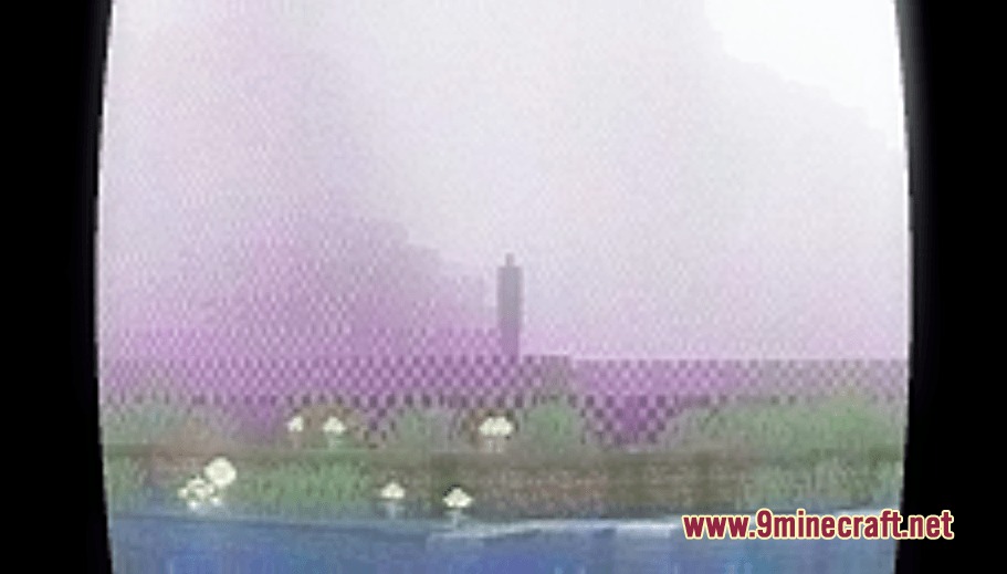 The Fenestra Tapes Mod Screenshot 6 Grainy analog footage shows the Visitor mob standing in the foggy distance