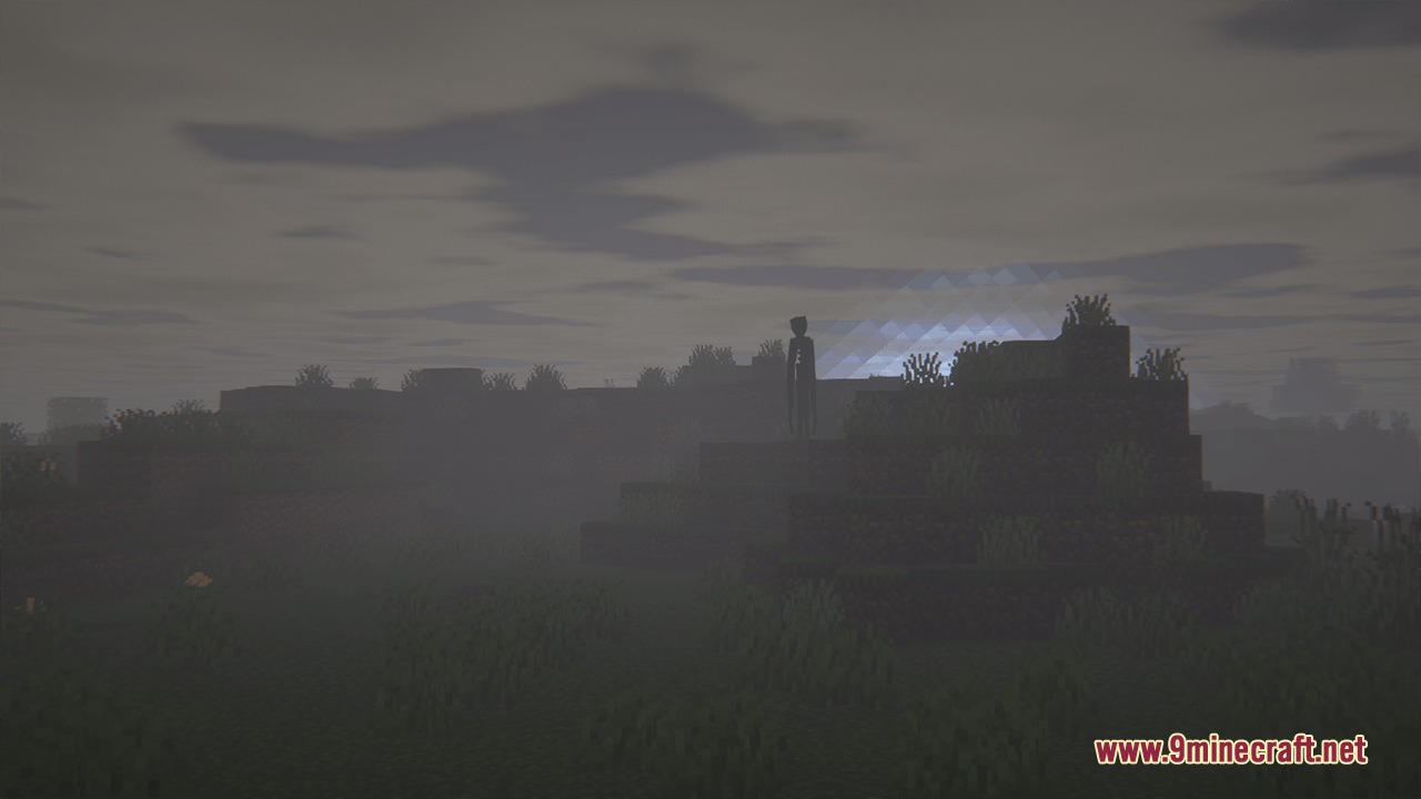The Stalker watches the player from a distance during a foggy night