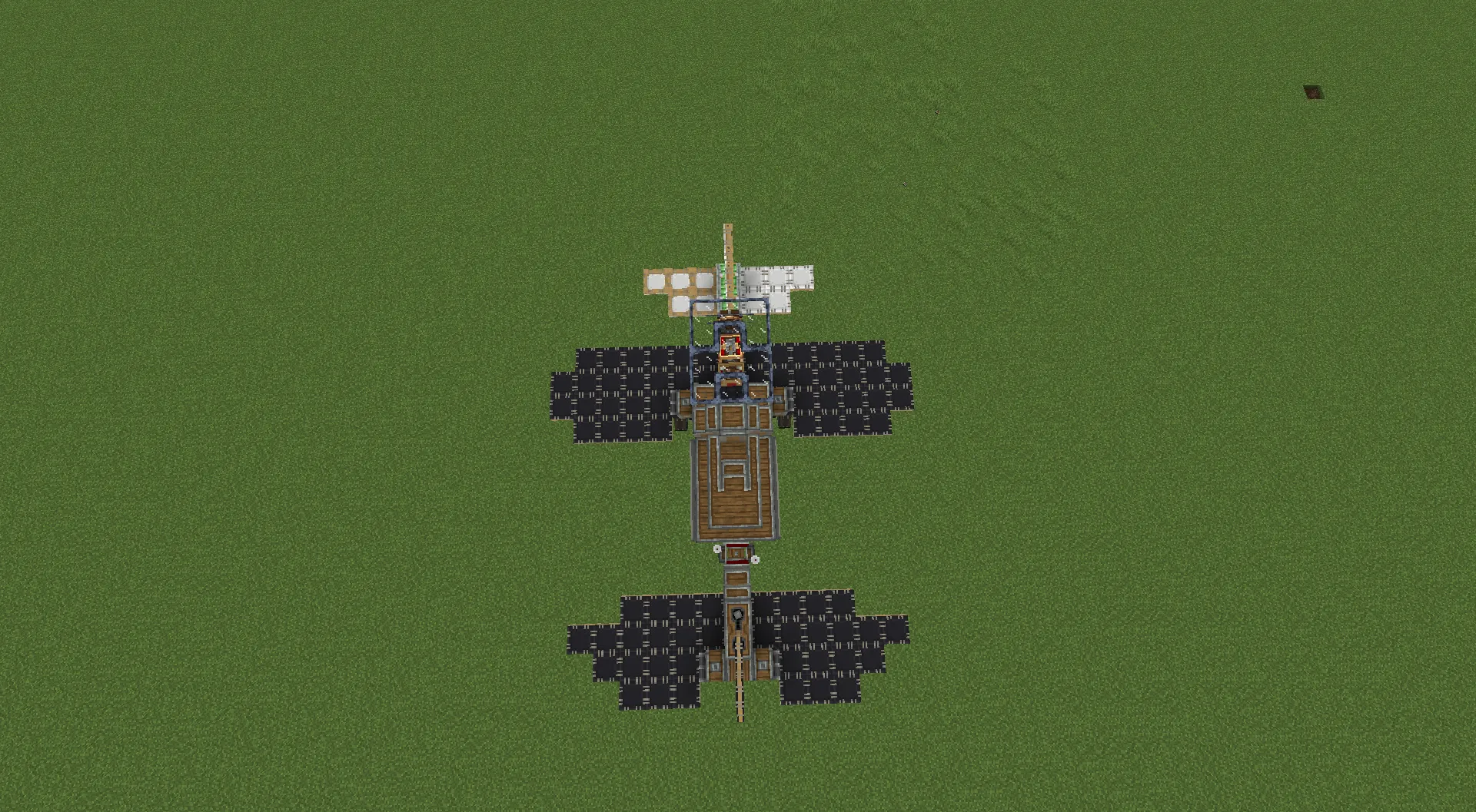The Horizon Mk1 Schematic Screenshots 1 Overhead view of the custom airplane build on a flat grass field