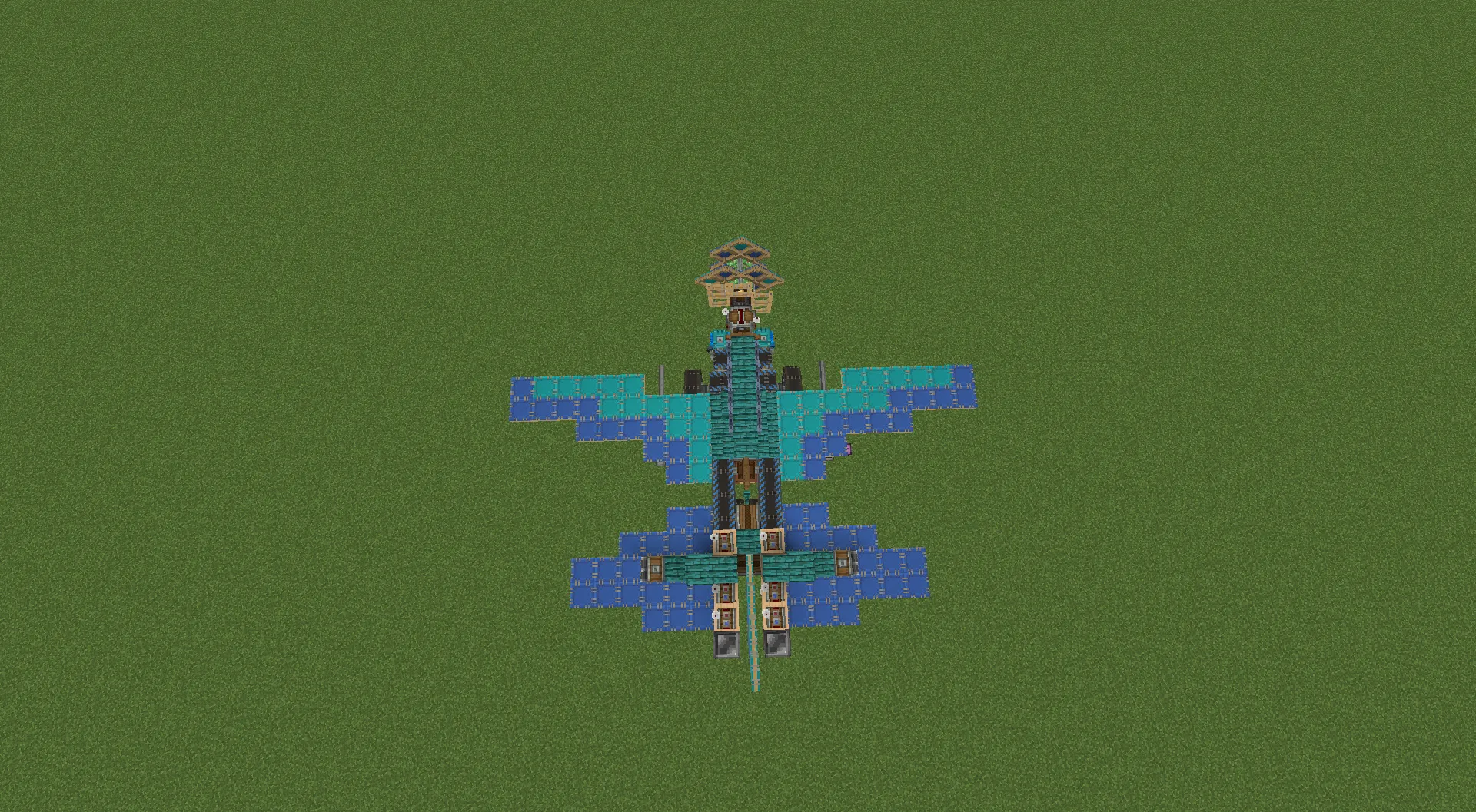 The Horizon Mk2 Schematic Screenshots 1 A top down view of the teal airplane build on flat grass