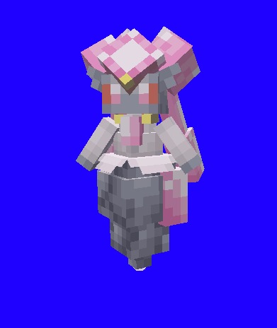 The Jewel Pokémon Data Pack Screenshot 6 Detailed view of the blocky Diancie model showing its pink crystals and grey body