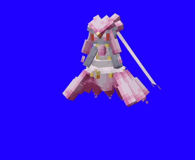 The Jewel Pokémon Data Pack Screenshot 8 A detailed Minecraft model of Mega Diancie with pink crystal features
