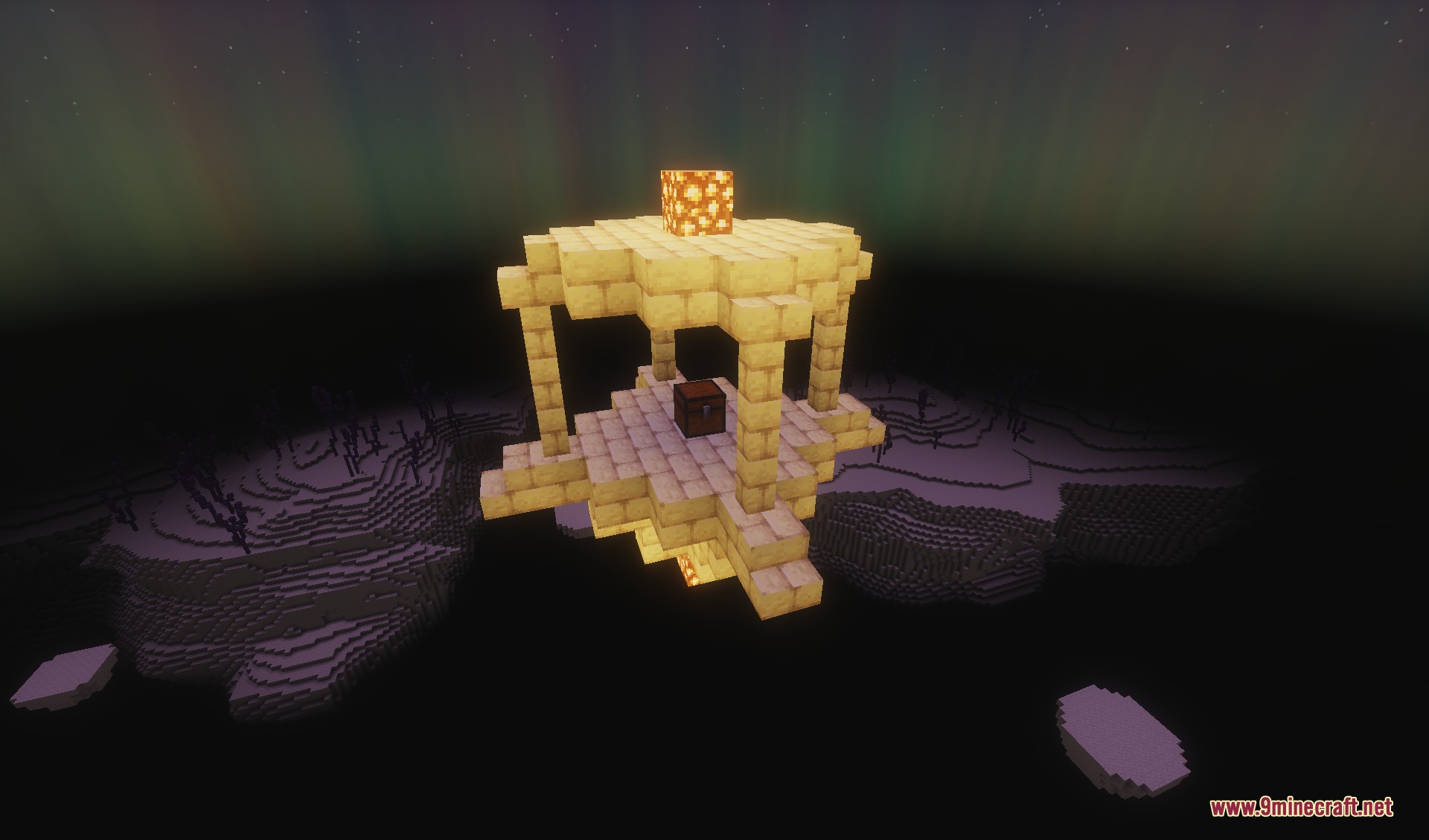 The Last Sword You Never Forgot Mod Screenshot 5 Floating end stone structure with a chest in the End dimension