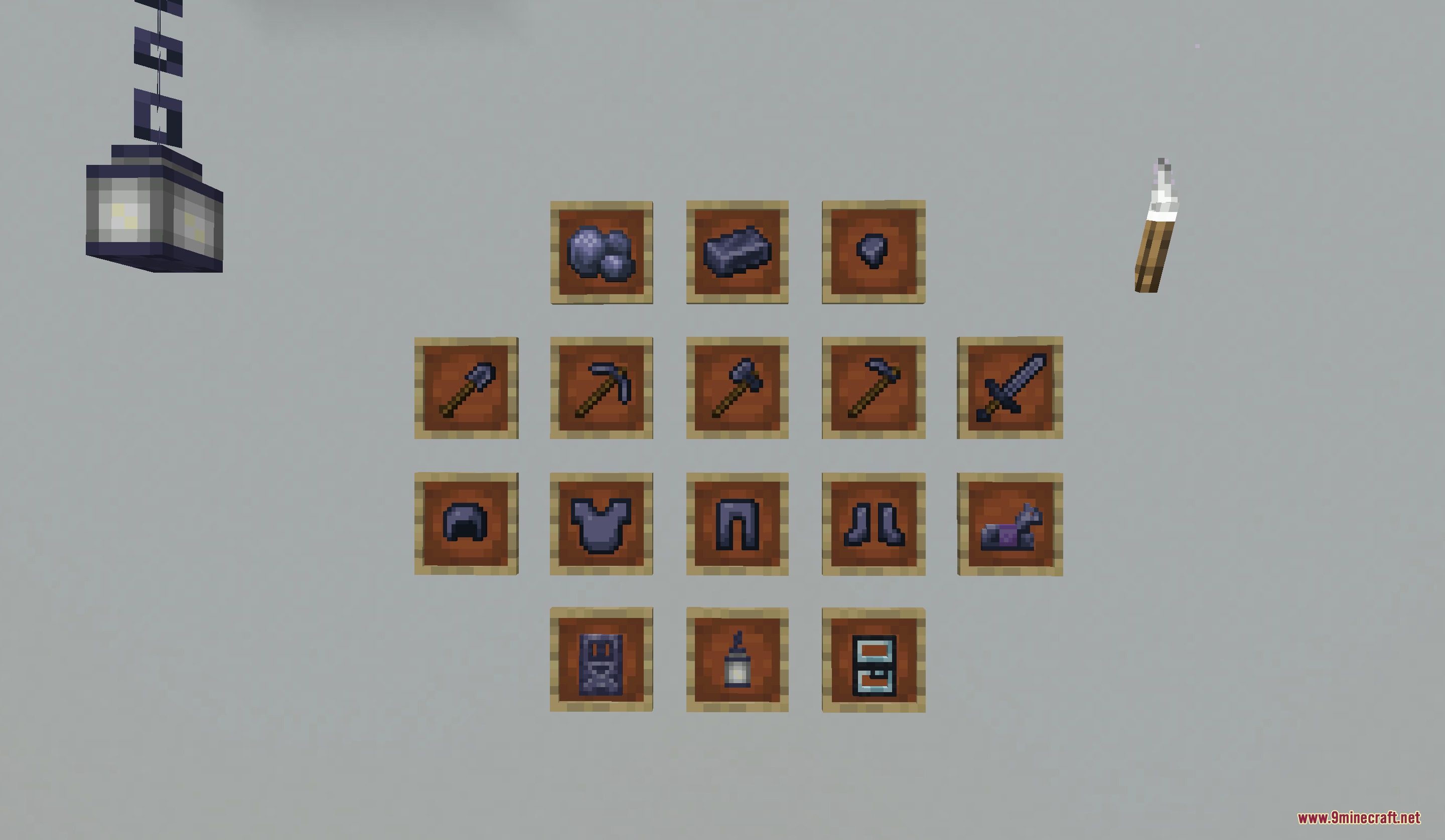 The Lead Age Mod Screenshot 5 Lead tools and armor sets from the Lead Age Mod in item frames
