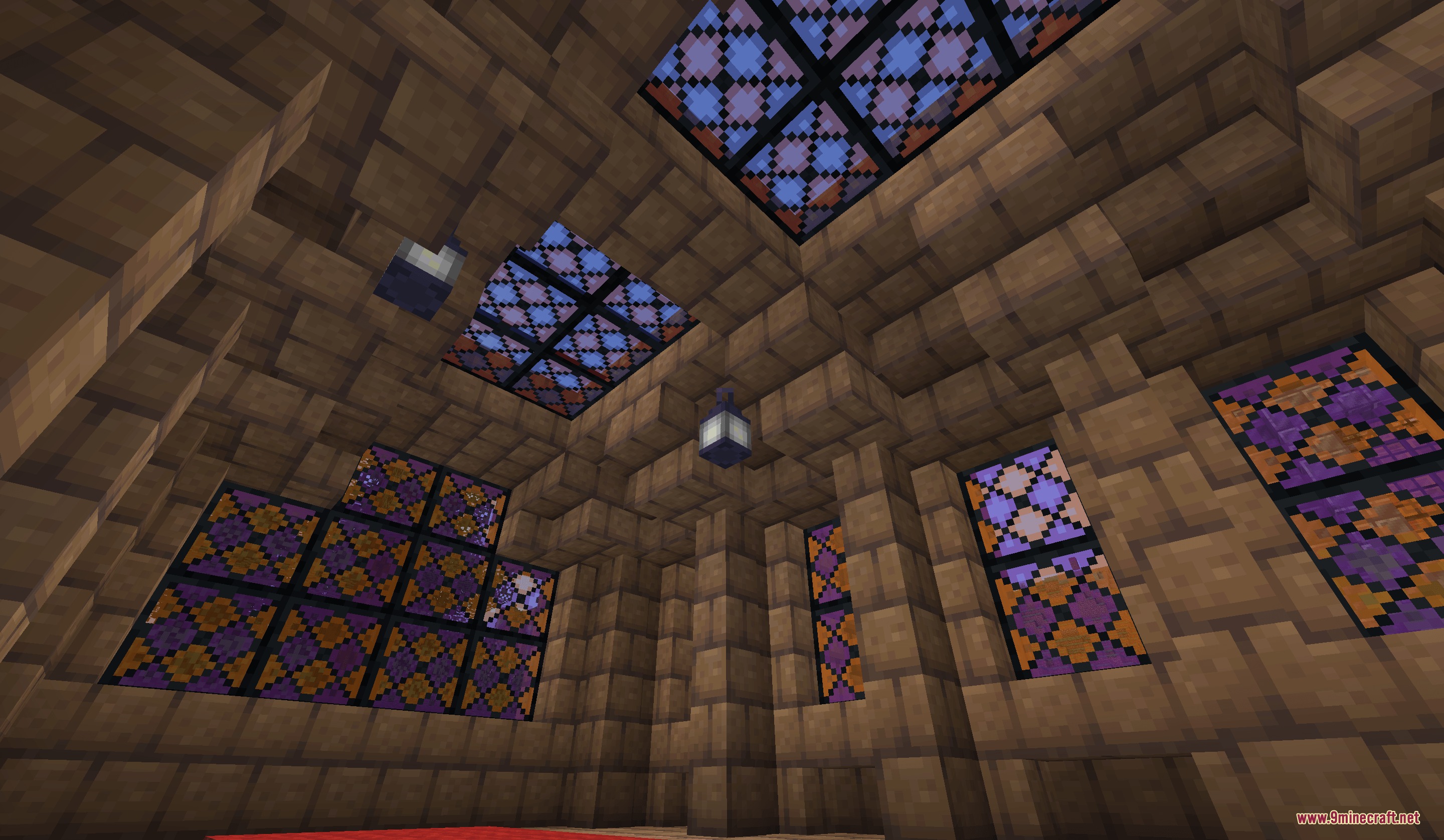 The Lead Age Mod Screenshot 6 Decorative leaded glass windows with intricate patterns inside a stone brick building