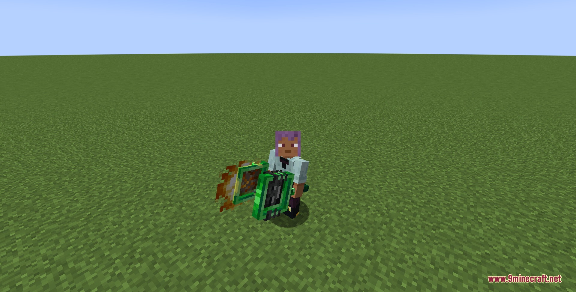 The Mango New Advent Mod Screenshot 1 A player holding a green futuristic gun from the Mango New Advent Mod