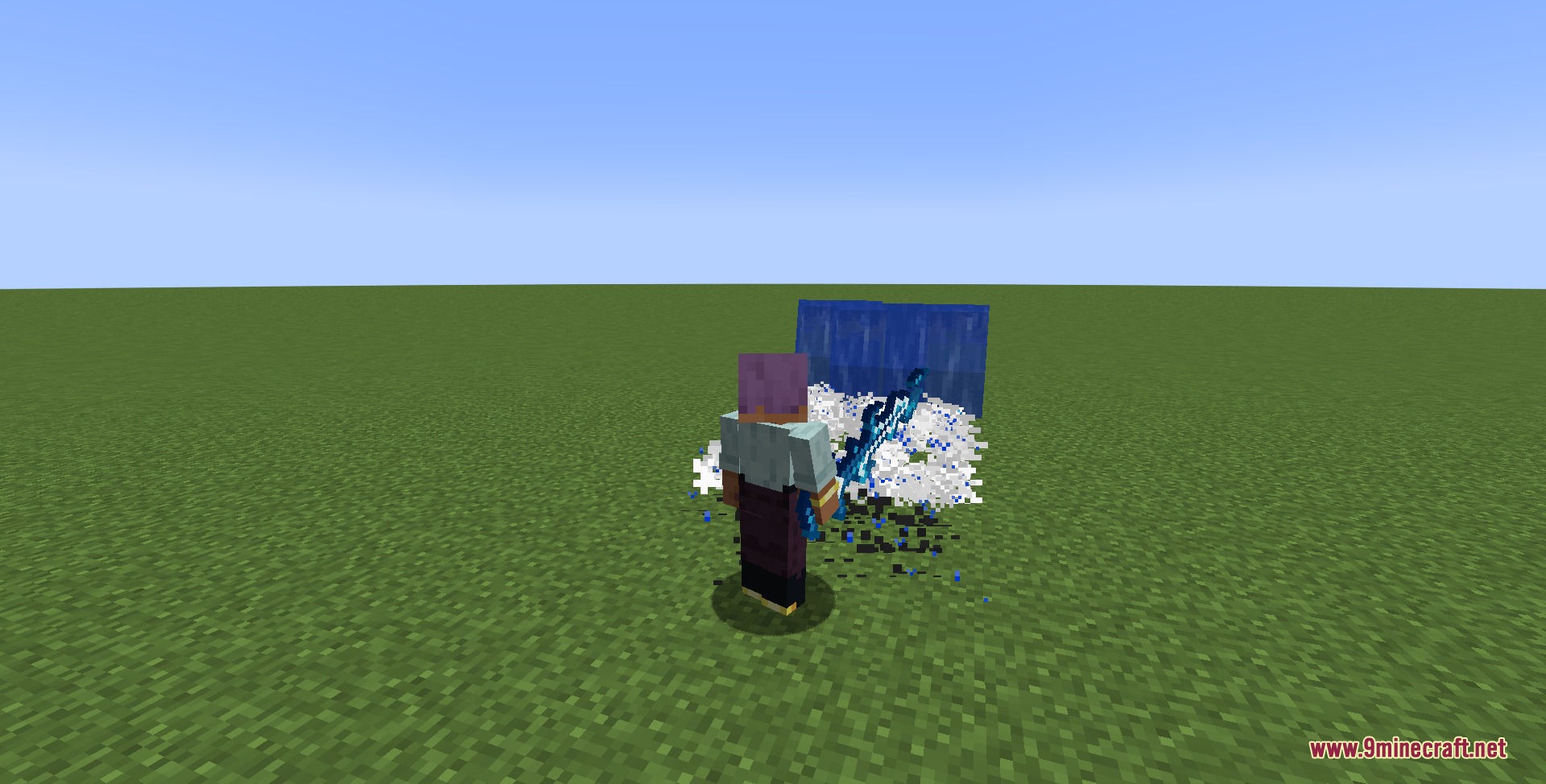 The Mango New Advent Mod Screenshot 4 A character performs a special wave attack using a unique blue glowing sword