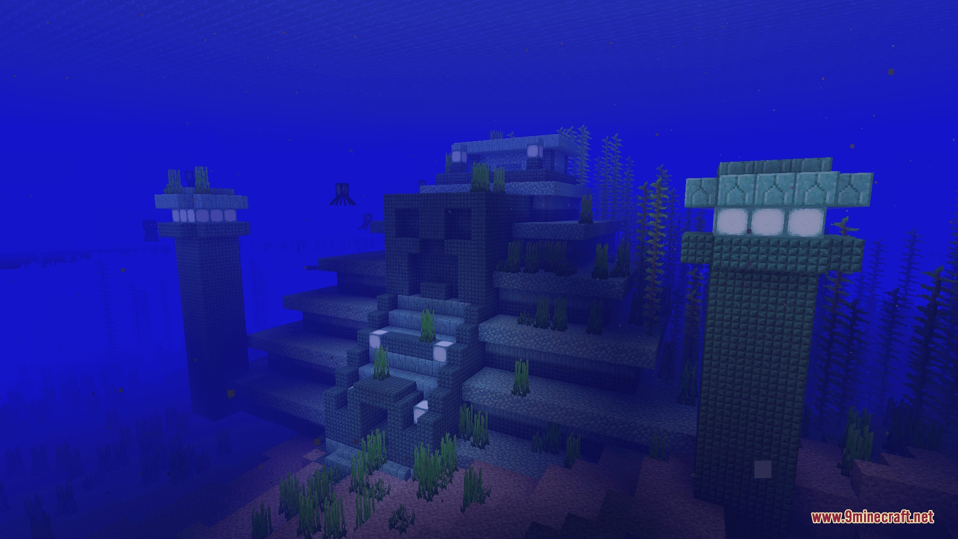 The Purgatory Mod Screenshot 2 The Sea Temple of Death submerged in deep blue ocean water