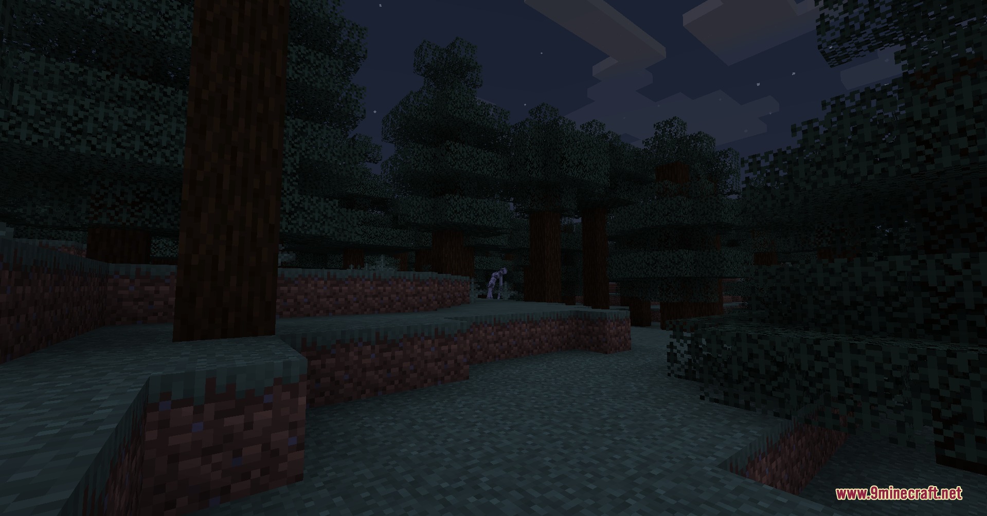 The Rake the Nightmare of the Forest Mod Screenshot 2 The Rake watches from a distance among the trees in the dark