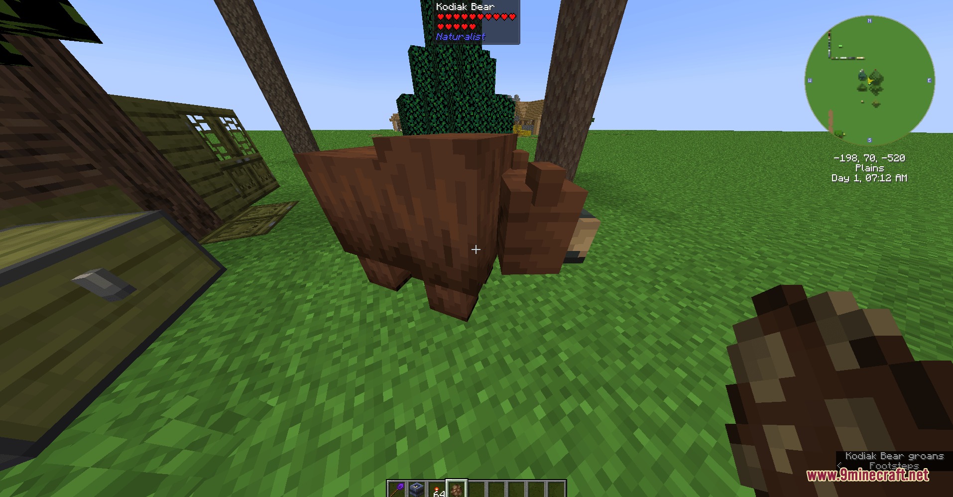 The Rename Compat Project Over 300 Mods Supported Resource Pack Screenshot 3 A Kodiak Bear from the Naturalist mod standing on green grass