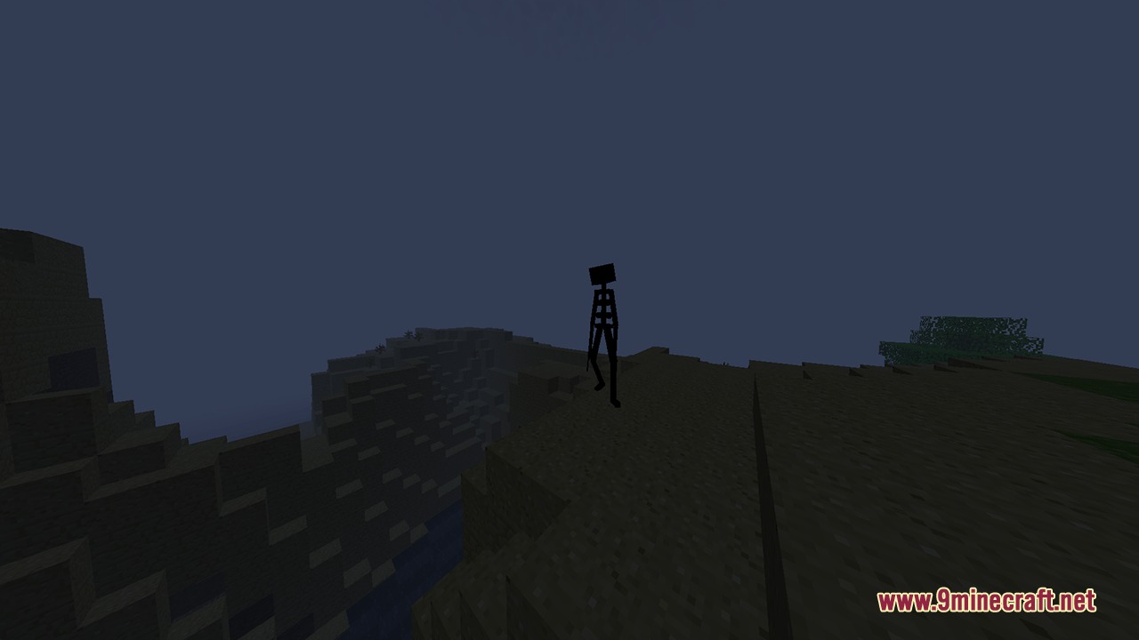 The Silhouettes Horror Mod Screenshot 4 A tall black shadow figure standing on a hill in the dark