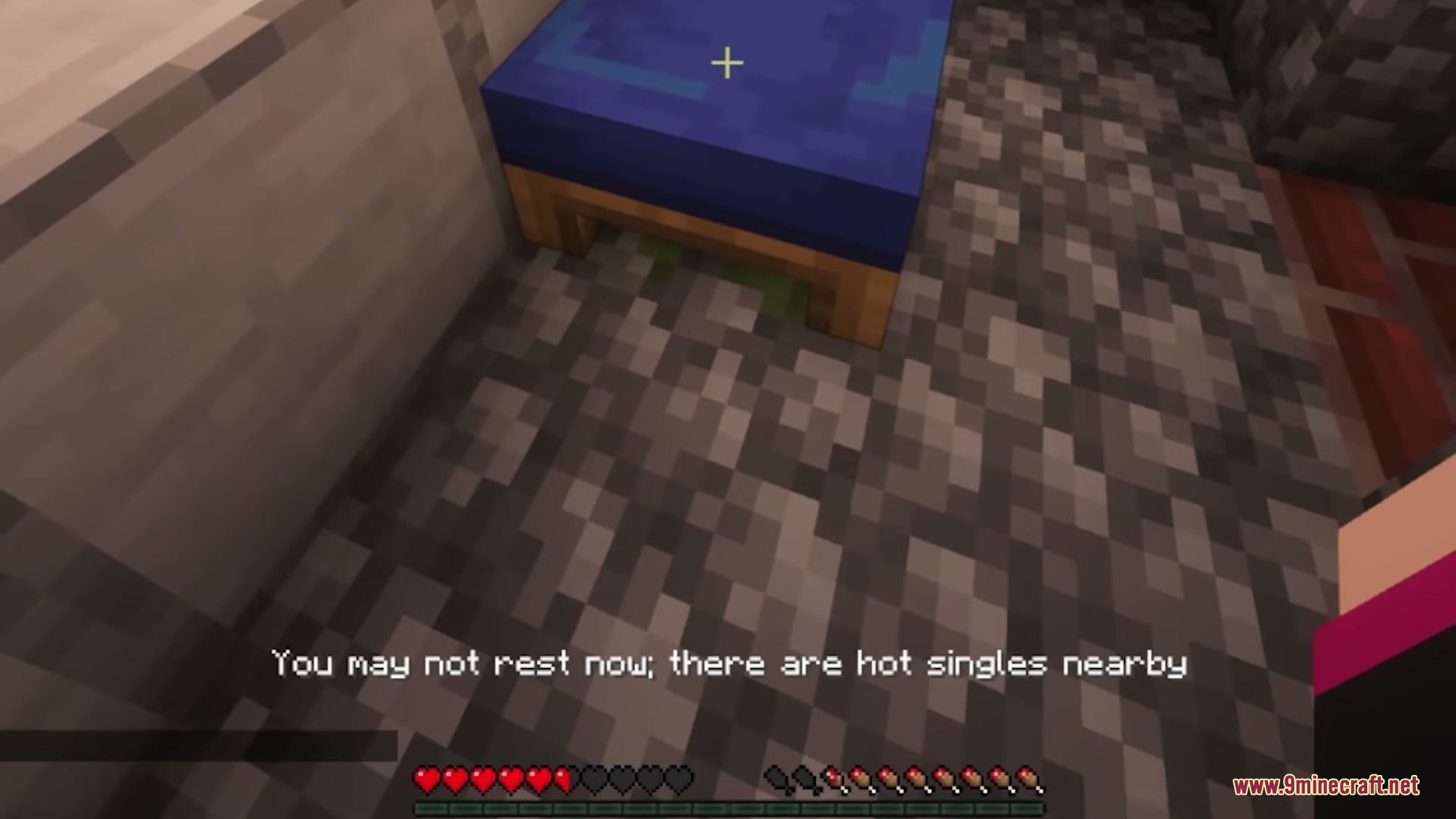 There Are Hot Singles Nearby Resource Pack Screenshot 4 The screen displays a joke message about hot singles nearby while trying to sleep
