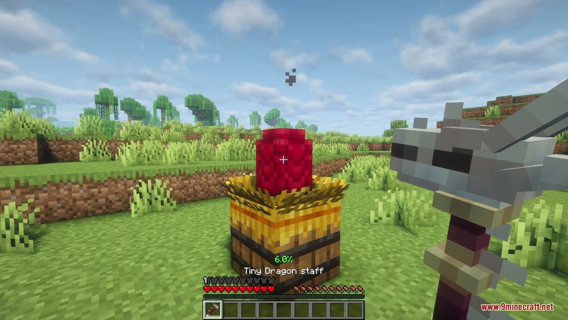 Player uses a staff from Tiny Dragons Reforged to hatch an egg