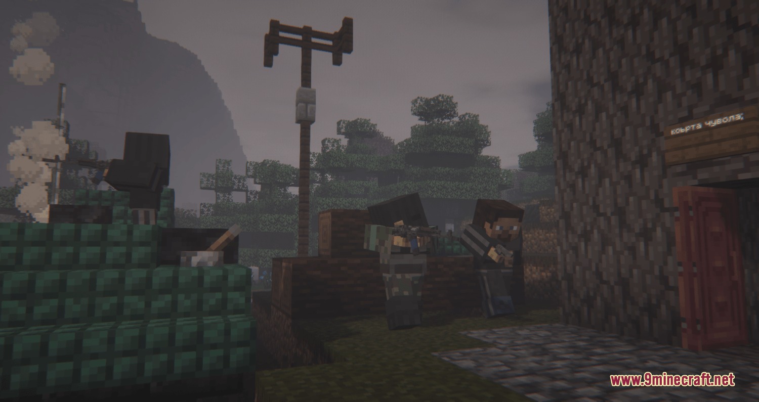 Tokarevs 1st Chechen War Pack 1994 1996 Resource Pack Screenshot 2 Soldiers in military uniforms take cover and aim rifles in the forest