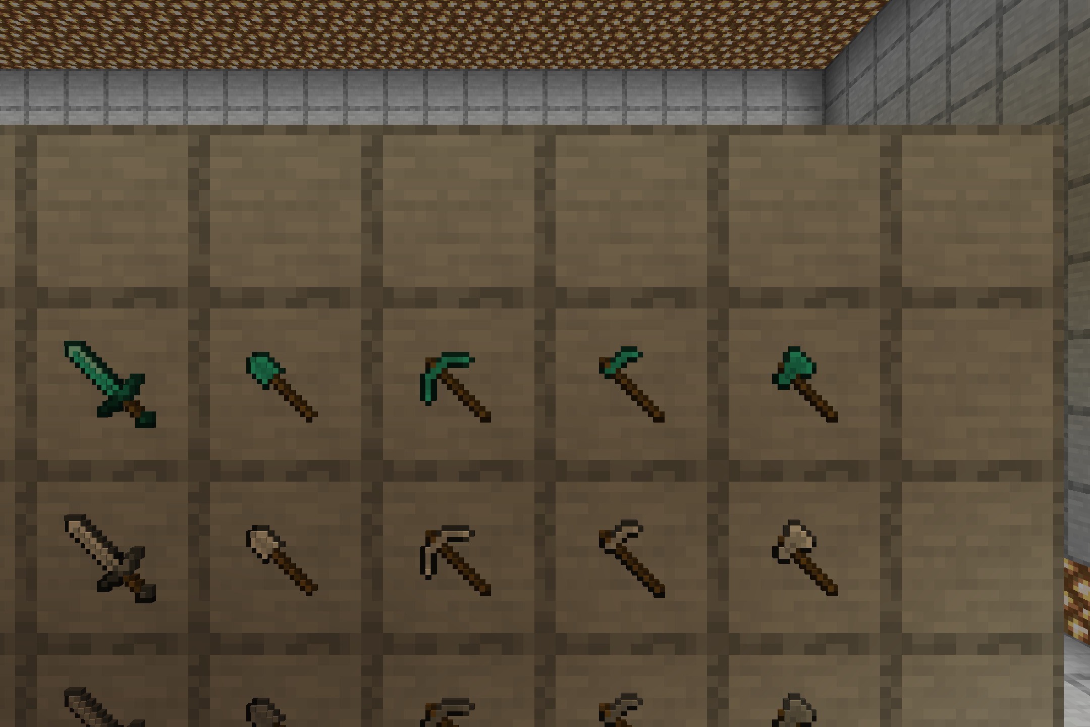Tools 3D - Heycronus Resource Pack Screenshot 2 Close up of diamond and iron tools showing their enhanced 3D depth
