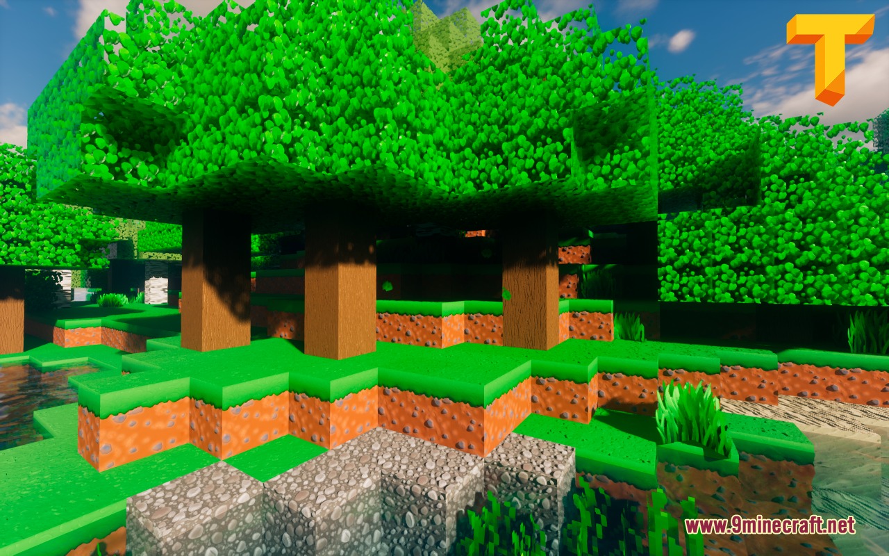 Toon Craft JE a Wonderfully Adorable Texture Pack Resource Pack Screenshot 2 Toon Craft JE features lush green trees and vibrant grass in a bright landscape