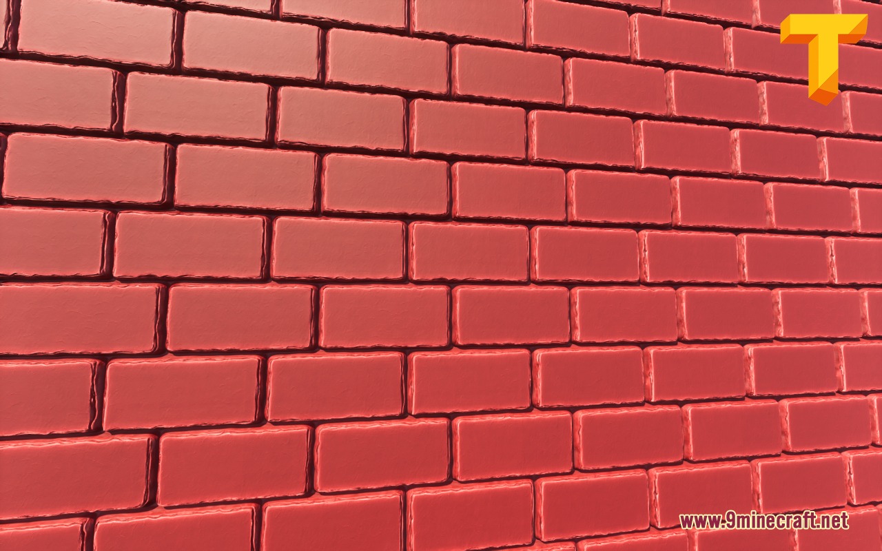 Toon Craft JE a Wonderfully Adorable Texture Pack Resource Pack Screenshot 7 Red brick wall with smooth rounded edges and deep detailed cartoon textures