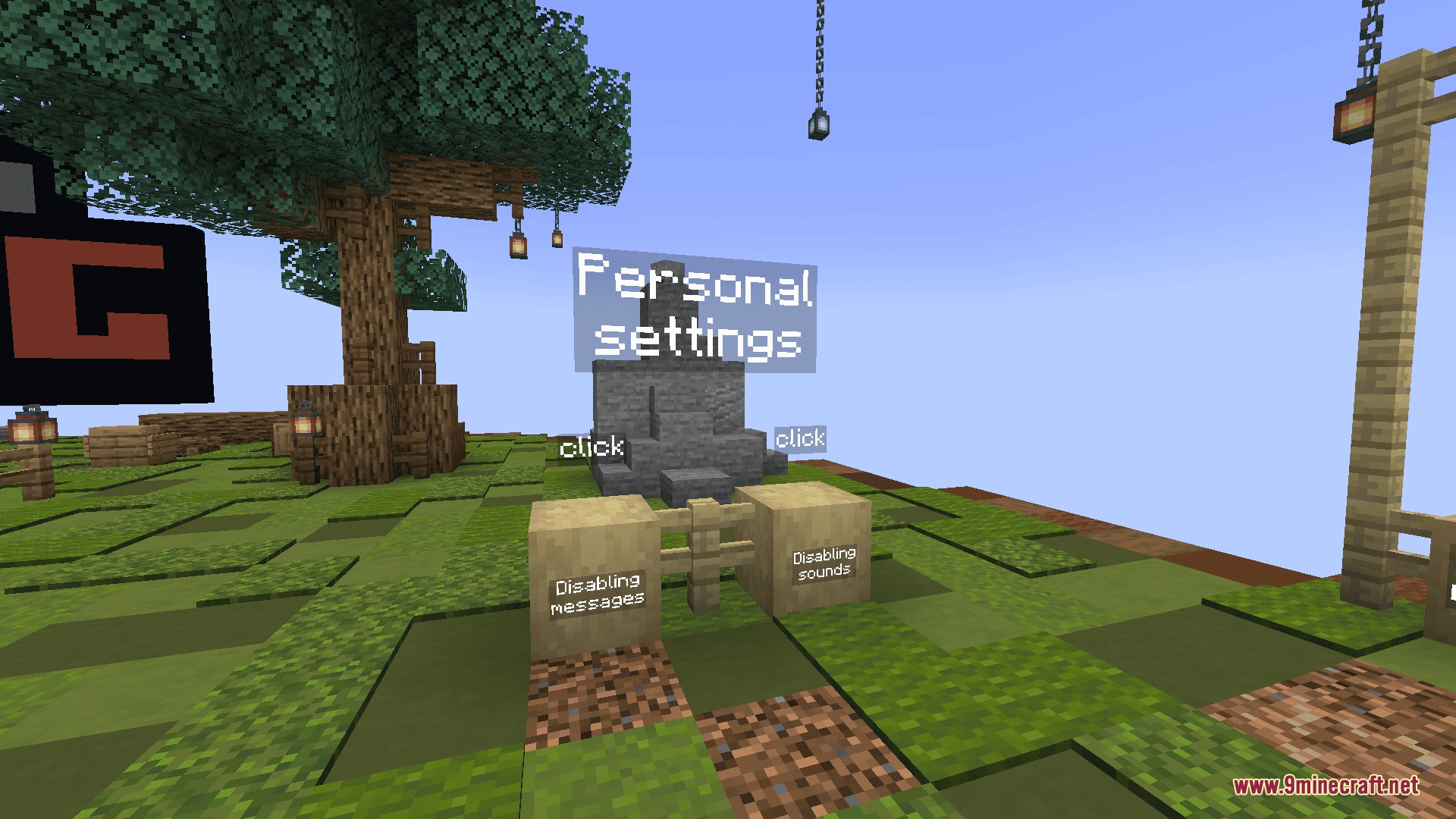 Tower Game Mod Screenshot 4 Players can adjust personal settings using these interactive blocks in the lobby