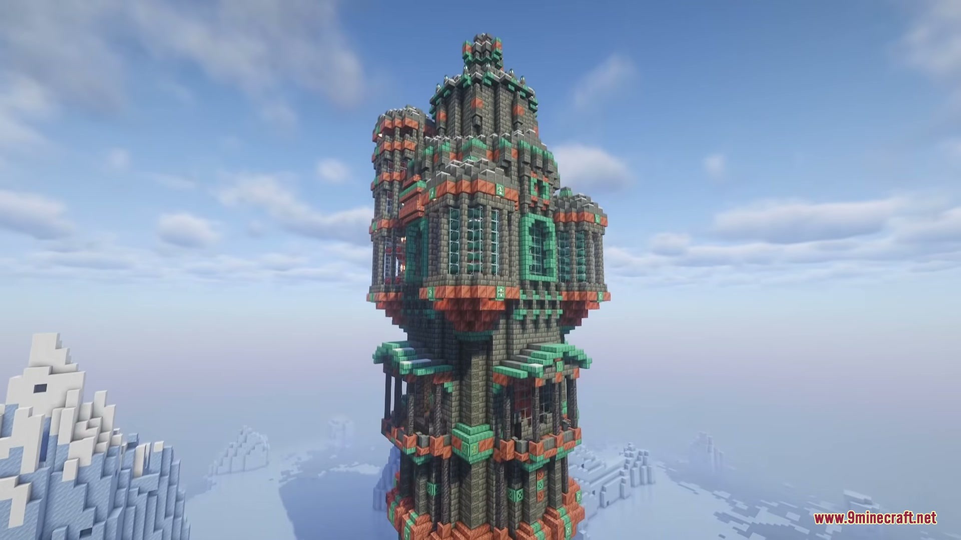 Towers of Chambers Mod Screenshot 1 A massive tower structure made of copper blocks from Towers of Chambers