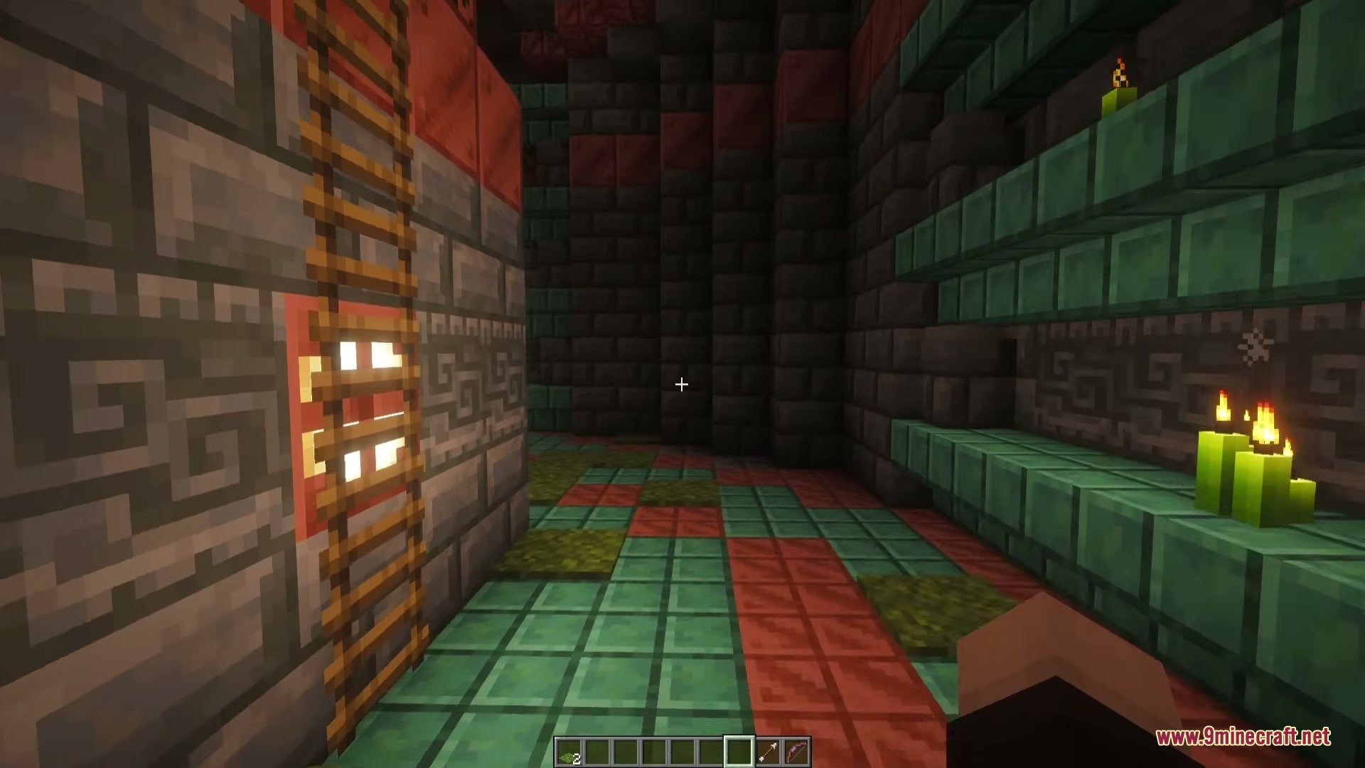 Towers of Chambers Mod Screenshot 7 Inside a trial chamber room featuring a ladder and oxidized copper floor tiles