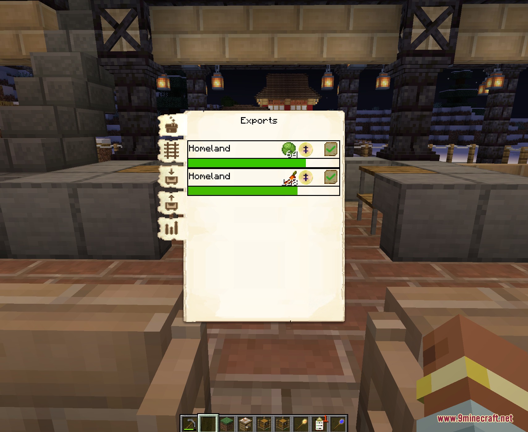 Trade Post for Mine Colonies Mod Screenshot 3 The Trade Post export menu showing resource trade routes in Mine Colonies mod