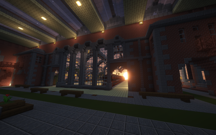 Train Station Schematic Screenshots 2 Sunlight shining through the entrance of a massive brick train station building