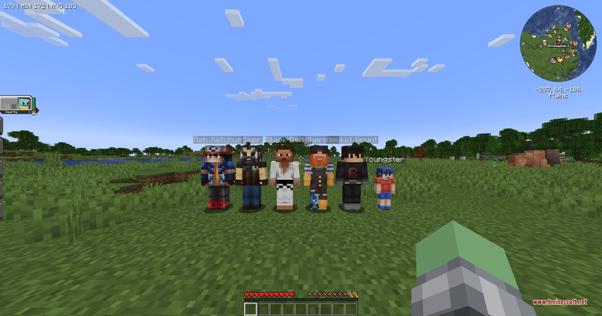 Trainers 201 Data Pack Screenshot 2 Six different trainer NPCs standing together in a line on the grass