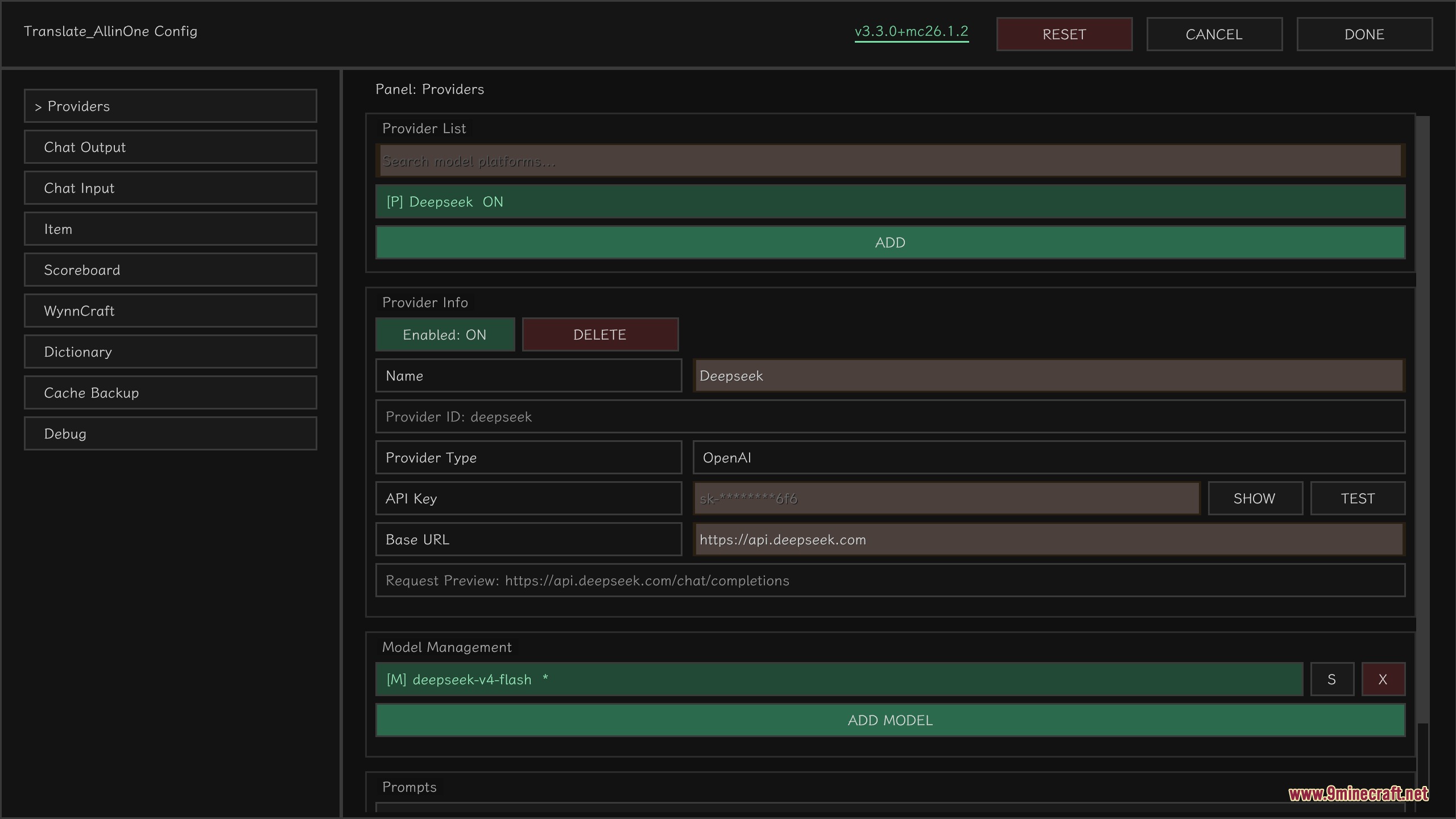 Translate Allin One Fork Mod Screenshot 4 The settings menu for configuring AI translation services in Translate Allin One Fork