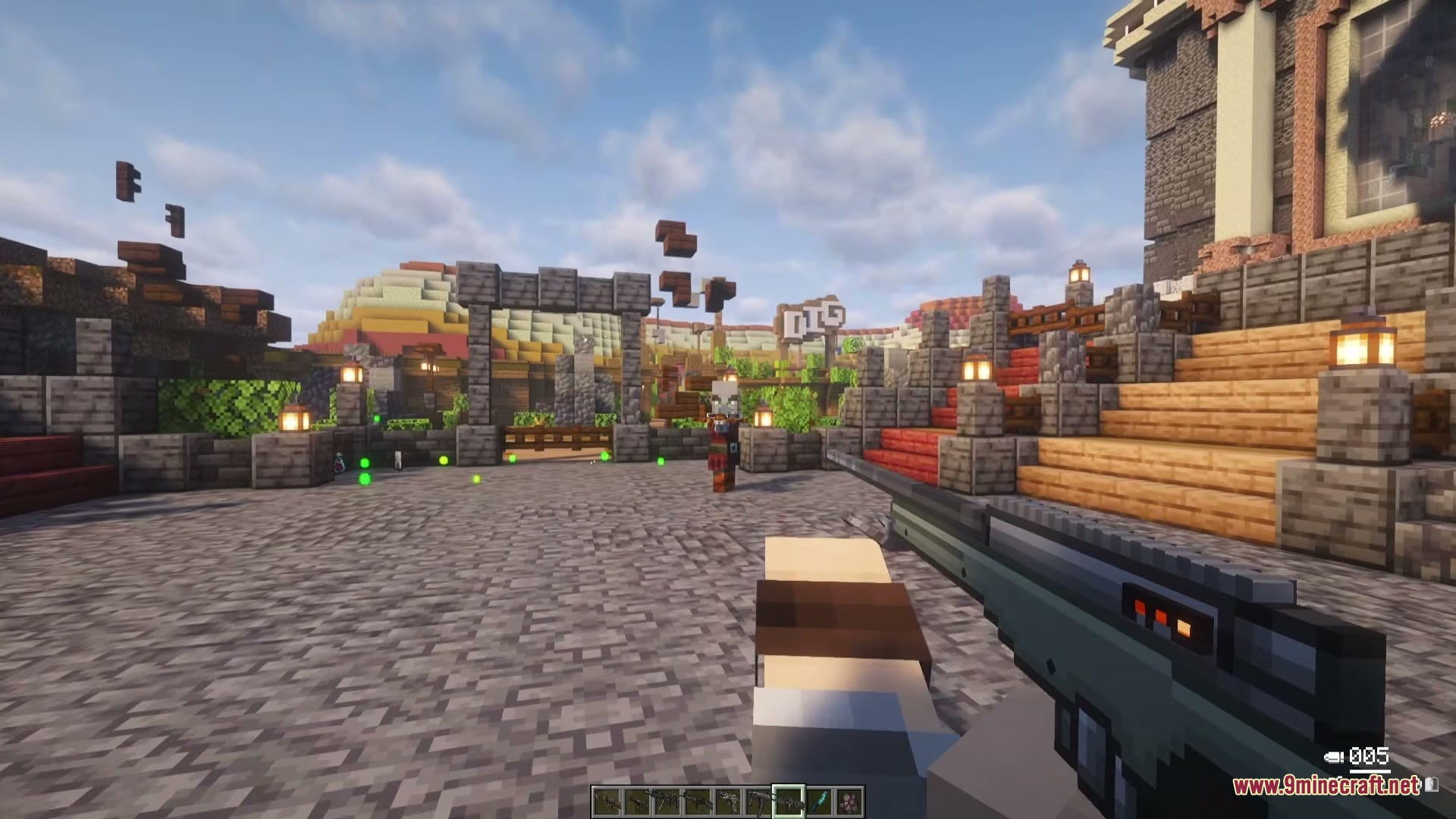 Tunneler Rush Mod Screenshot 6 Player targeting a hostile mob with a modern rifle in an arena